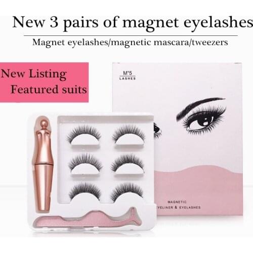 Magnetic Eyelashes with eyeliner natural 3D Mink False Eyelashes Liquid Eyeliner faux cils naturelt & Waterproof Eyeliner