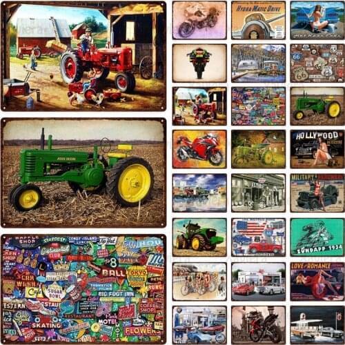 Motorcycle Tractor Metal Tin Sign Vintage Chic Plaque Home Art Decoration Metal Plate Garage Bar Club Retro Poster Wall Sticker