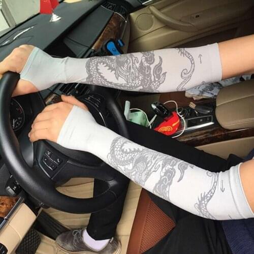Fashion Half Finger Cuff Sunscreen Arms Sleeve For Women And Men Fingerless Gloves Drove Simulation Tattoo Sleeve Accessories