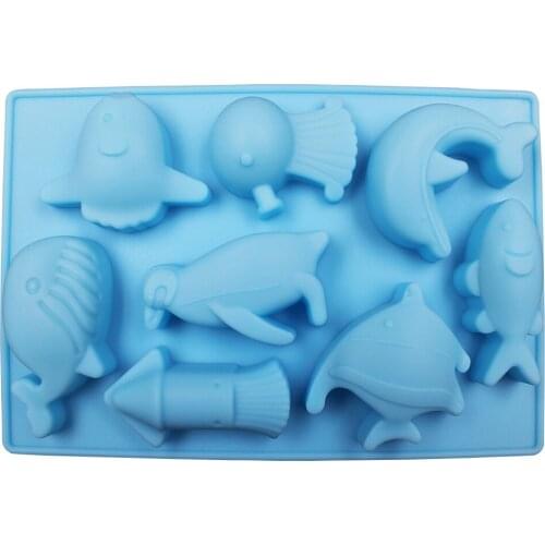 Marine World Dolphin Fish Silicone Cake Mould Soap Handmade Chocolate Soap Mold Fondant Cake Chocolate Silicone Molds Cake Tools