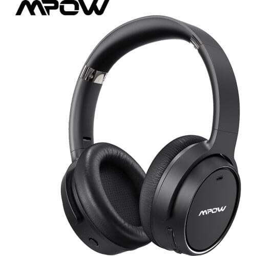 MPOW H19 Hybrid Active Noise Cancelling Headphones Bluetooth 5.0 Wireless Over-Ear Headset with Deep Bass Memory-protein Earpads