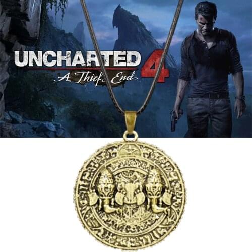 Uncharted 4 A Thiefs End Metal Pendant Necklace Pirate Gold Coin Necklace Women Men Jewelry Collares Xmas Gift