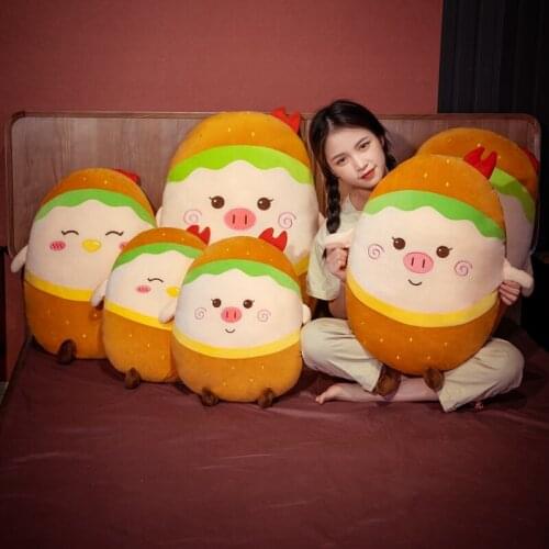 New creative burger transformation plush toy soft padded plush cushion pillow cute hamburger pillow boy girl birthday gift