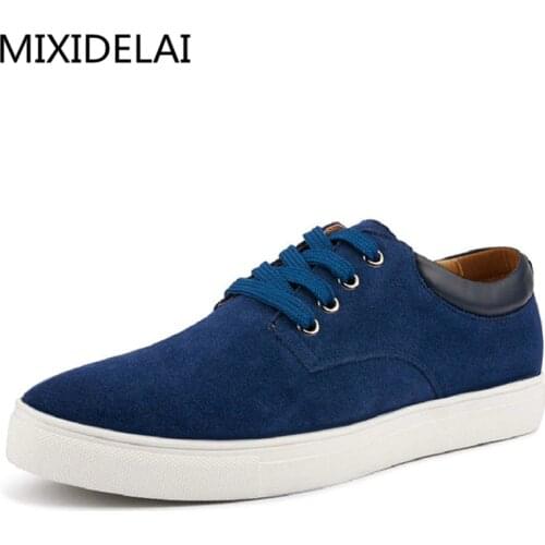MIXIDELAI New Men Shoes Genuine Leather Big Size High Quality Fashion Mens Casual Shoes European Style Mens Shoes Flats Oxfords