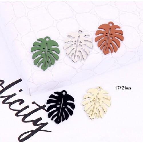 New style 50pcs/lot color Spray paint cartoon leaves shape alloy floating locket charms diy jewelry earring/garment accessory