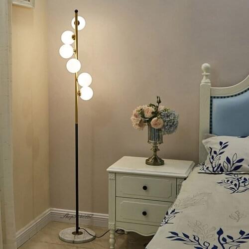 Postmodern Simple Marble Floor Lamp Milky Glass Standing Lamp Lights for Bedroom Decoration Nordic Living Room Free Stand Lamp