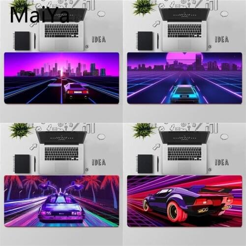 Maiya Top Quality Neon Retrowave synthwave car Rubber Mouse Durable Desktop Mousepad Free Shipping Large Mouse Pad Keyboards Mat