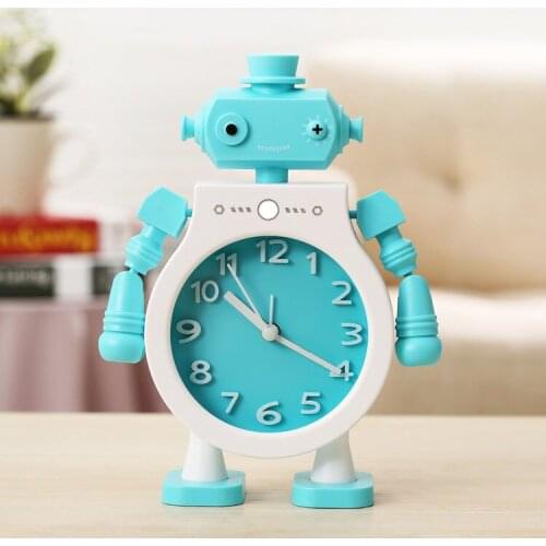 Robot Alarm Clock Arabic Numeral Pointer Antique Table Desk Decor Gift Study Bedroom Office Home Ornament