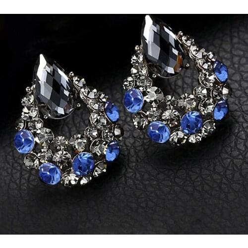 Waterdrop Ear Studs Fashion Rhinestone Inlay Antiallergic Female Korean Style Exaggerated Temperament Jewelry Ears Accessories