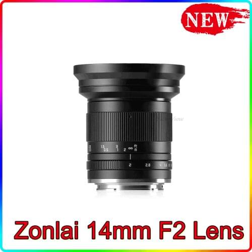 Zonlai 14mm F2 Lens Ultra Wide Angle Manual Focus Prime for Fujifilm X Sony E Canon EOS-M Mount Camera A7 A6400 X-T30 X-T4 M5