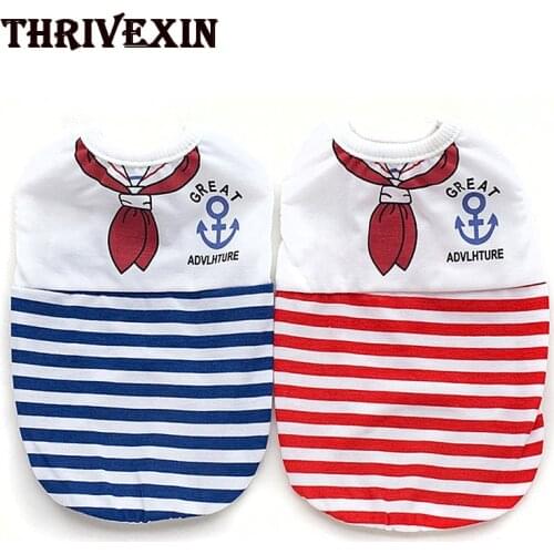 New Navy Spring/Summer Dog Clothes Dog Vest Red Bow Tie Striped Dog Clothes Pet Dog Vest dog shirts for dog designer dog clothes