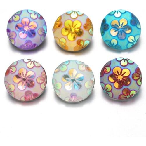 Boom Life Snap Button Jewelry Newest Arrival DIY 18mm Mix Colour Flower Snap Button Fit Charm Leather Bracelets For Women 7888