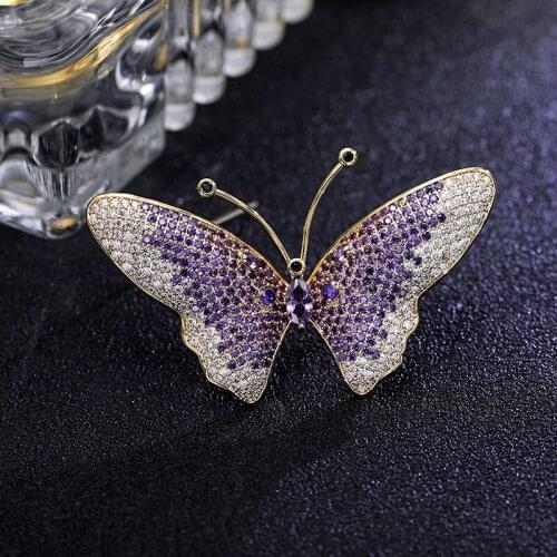 New Sweet Cute Butterfly Brooch Corsage Luxury Colorful Cubic Zirconia Brooches Pins for Women Coat Sweater Jewelry Broche Pin