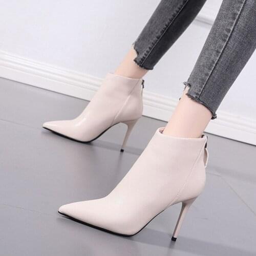 2021 New Sexy Pointed Boots European and American Stiletto Platform Nude Women High Heel Boots Zapatos De Mujer