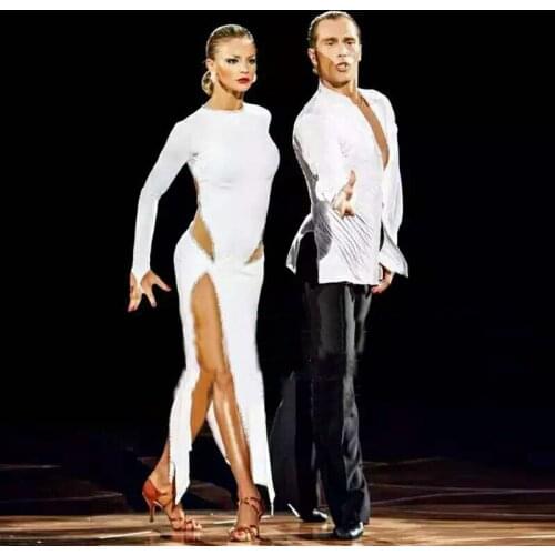 New Sexy Latin Dance Dress Women Fashion Style White Salsa Tango Dresses Lady Rumba Flamenco Latin Competition Dance Costumes