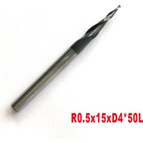 1pc R0.25/R0.5/R0.75/R1/R1.5/R2 2F HRC55 4mm/6mm shank solid carbideTapere Ball Nose EndMill milling cutter wood knife tools