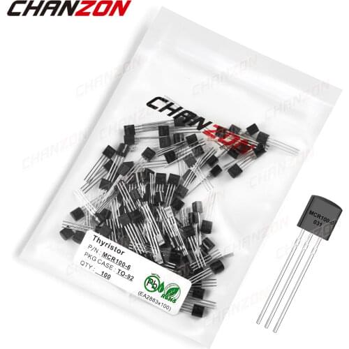 100Pcs MCR100-6 TO-92 Thyristor Transistor Bipolar Junction BJT Triode Tube Fets DIP 0.8A 400V Integrated Circuits