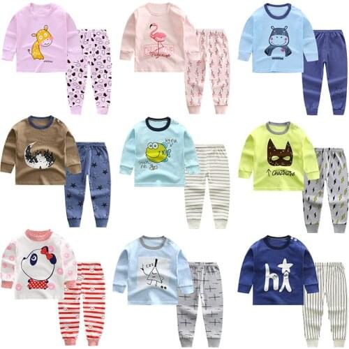 Baby Kids Pajamas Sets Cotton Boys Sleepwear Suit Autumn Girls Pajamas Long Sleeve Pijamas Tops+Pants 2pcs Children Underwear