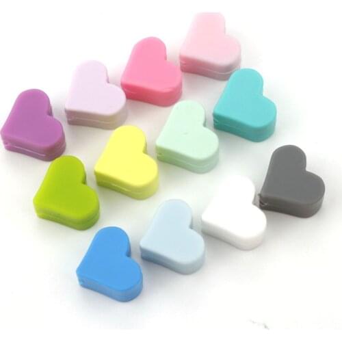 50PCS Heart Silicone Teething Beads Bpa Free15MM Teeth Beads Baby Chews Teething Pendant Diy Pacifier Chain Baby Care