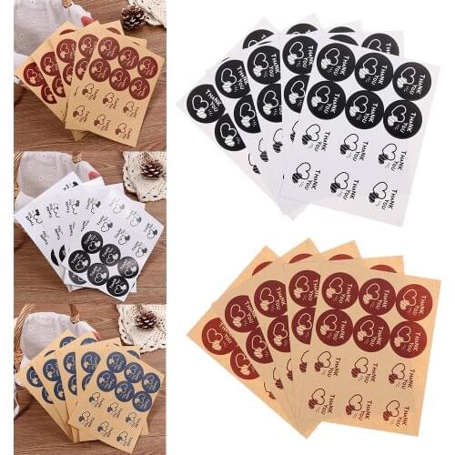 60pcs Round Love Heart Thank You gift seal label Adhesive Kraft Seal Sticker for Baking Stickers Funny DIY Gift Stickers
