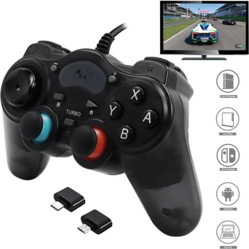 7in1 Wired Controller Gamepad Android Joystick Joypad with OTG Converter For PS3/PS4/PC/PC360 For Switch NS Support Steam Games