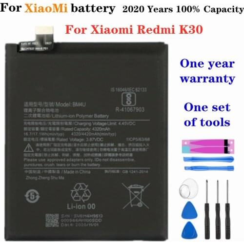 100% Capacity 4420mAh BM4U Mobile Phone Battery For Xiaomi Redmi K30 Supreme Version Replacement Battery + Tools