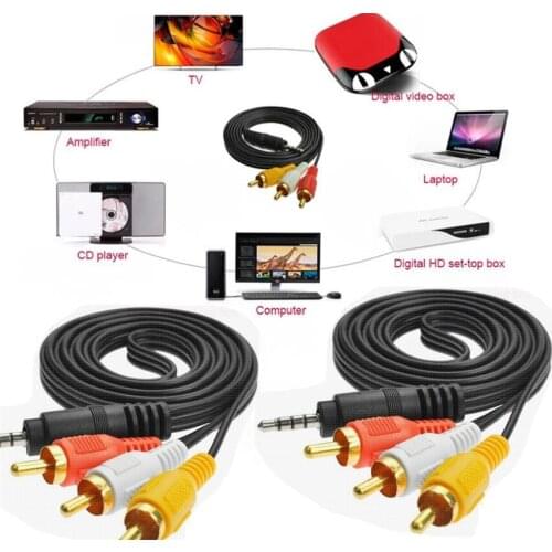 1.5M 3m HIFI RCA Jack Audio Cables 3.5mm Male to Male 2RCA 3RCA AUX Cables RCA Cable for Home Theater DVD Headphone 500pcs/lot
