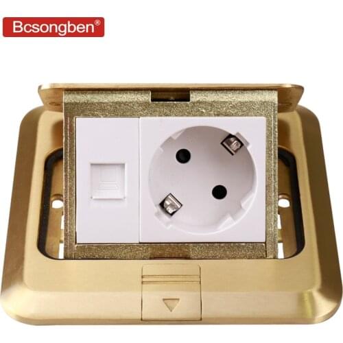 Bcsongben copper gold panel damping slow elastic floor socket 16A Russia Spain EU standard power socket usb supply any match