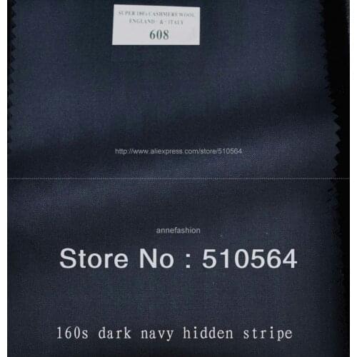 Free shipping 160s 100% worsted wool Custom made suit Men dark navy hidden stripe Suit Three pieces Suit( jacket + pant + vest )