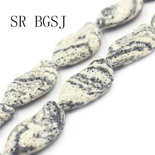 Free Shipping SR 20x32mm Black Leaf Shape Band Stripe Natural Stone Lava Wholesale Loose Gemstone Beads 15"