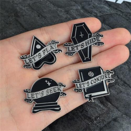 Brooches conjure/Seek/Hide/Play Lets Gothic Enamel Pin Dark Witch Game Badges