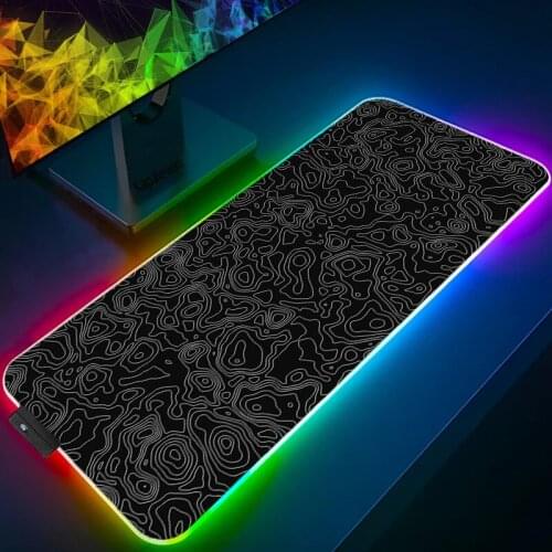 Black and White Anime RGB Mouse Pad Large Mouse Mat Big Computer Mousepad Led Backlight XXL Surface Mause Pad Keyboard Desk Mat