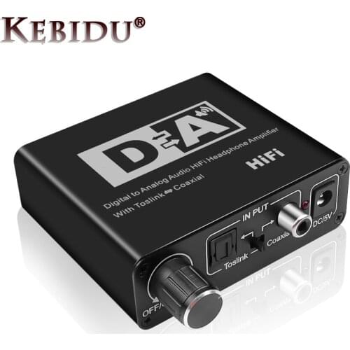 Kebidu Digital To Analog Audio Converter Optical Toslink To Coaxial And Coxial To Optical Bi-directional Switch RCA 3.5mm DAC