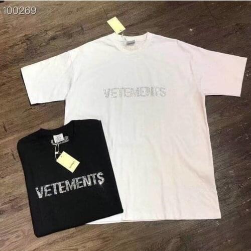 VETEMENTS Weitmont 2021 early spring new letter hot drilling mens and womens casual VTM simple loose short sleeve T-shirt
