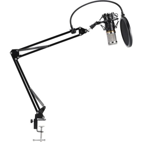 Condenser Microphone Wired Scissor Arm Stand Metal Shock Mount Pop Filter Sound Recording For Chatting Singing EDF