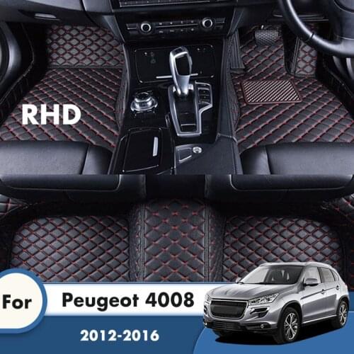 RHD Carpets For Peugeot 4008 2016 2015 2014 2013 2012 Leather Waterproof Car Floor Mats Rugs Foot Pads Car Accessories Interior