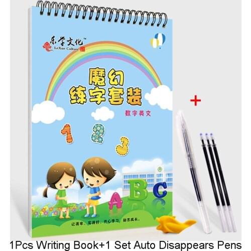 Reused English Writing Copybook Card + Pens Handwriting Groove Training Sight Words Learning Auto Fades for Kids Children