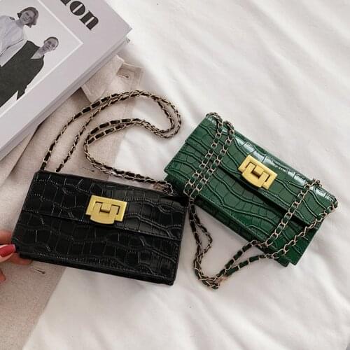 Fashion Women Stone Pattern Solid Color Shoulder Purse Vintage PU Leather Messenger Bag Totes Female Shopping Street Chain Clutc
