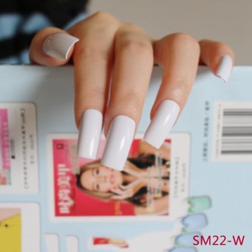 20pcs/set Candy Fasle Nails Pure White Flat Fake Nails Full Wraps Tips Ultra Long Lady Must in 10 Size R22-WL