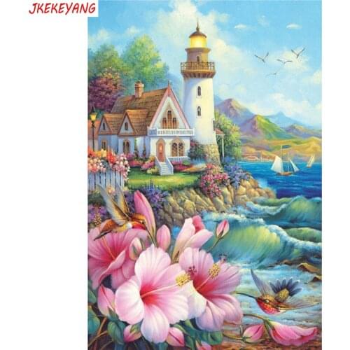 Wall Art Pictures 5D Diy diamond painting Seaside lighthouse Diamond Mosaic sale Rhinestone Embroidery cross stitch Y3353