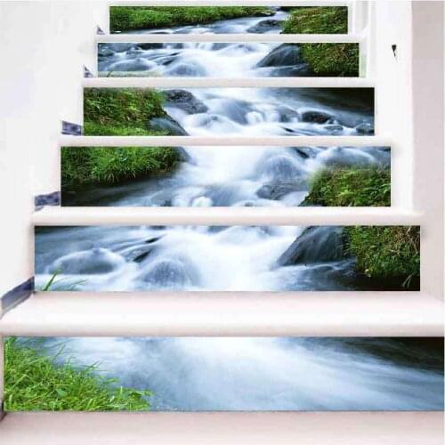 3D Waterfall Wall Stickers Self Adhesive Wallpaper Stair Stickers Modern Home Decoration Room Decor Aesthetic pegatinas de pared
