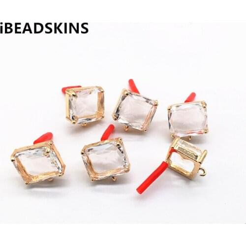 New arrival! 15x13mm 30pcs Rectangle Silver Needle Crystal Stud earring/earrings accessories/Earring parts for Earring DIY