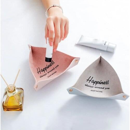 NEW 17*15cm Foldable Storage Trays PU Leather Tray Home Decorative Dice Trays for Key Wallet Coin Creative Decoration Organizer