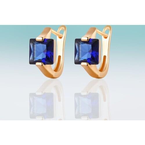 New Delicate Classic Square MultiColor Cubic Zirconia Stud Earrings for Women Jewelry Wedding Party Girl Gifts High Quality