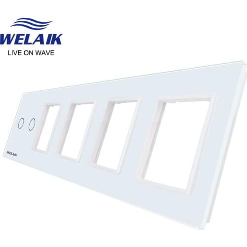 WELAIK EU Touch-Switch DIY-Parts-Glass-Panel Only-Wall Light-Switch-panel 5frame 2gang+0+0+0+0 Square-hole A5928888W/B1