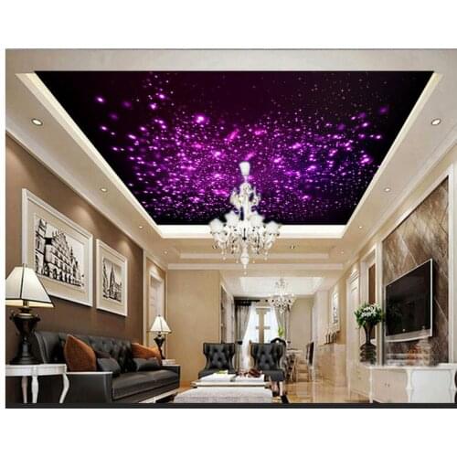 Custom photo wallpaper 3d ceiling murals wallpaper Dazzle light purple dream zenith ceiling frescoes 3d living room wall decor