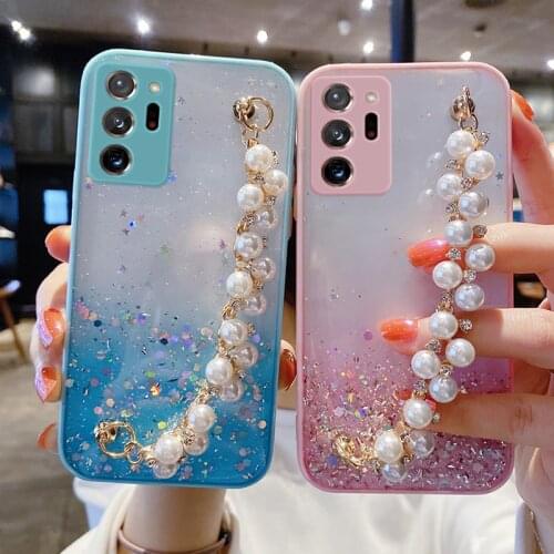 Luxury Bling Glitter Wristband Silicone Phone Case For Samsung Galaxy S21 S20 FE Note 20 A21S A31 A20 A12 Ultra-thin Cute Cover