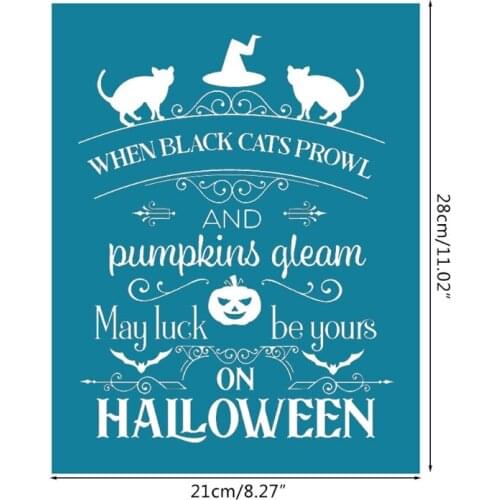 Halloween Self-Adhesive Silk Screen Printing Stencil Mesh Transfers for DIY T-Shirt Pillow Textile Painting Decoration