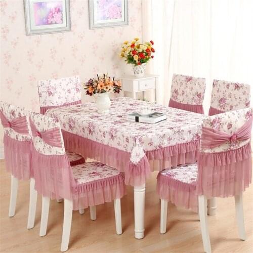 Pastoral Style Net Gauze Printing Tablecloth Chair Cover Cushion Set, Modern And Simple Home Furnishing Fabric