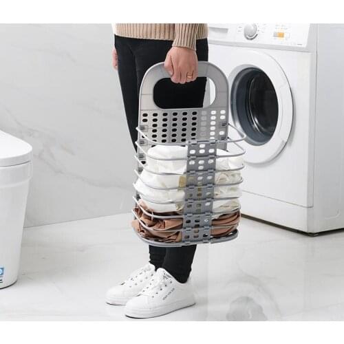 Foldable Dirty Clothes Storage Basket Wall Hanging Hamper Plastic Storage Baskets Large Laundry Case Organizer